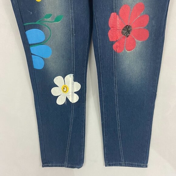 Misslook Women's  Floral Jeans Straight Leg High Rise Button Fly Sz L (34 x 31) - Picture 4 of 10
